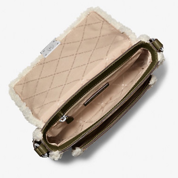 MICHAEL KORS Bradshaw Medium Suede and Faux Shearling Messenger Bag
Olive 
NWT - Picture 2 of 16